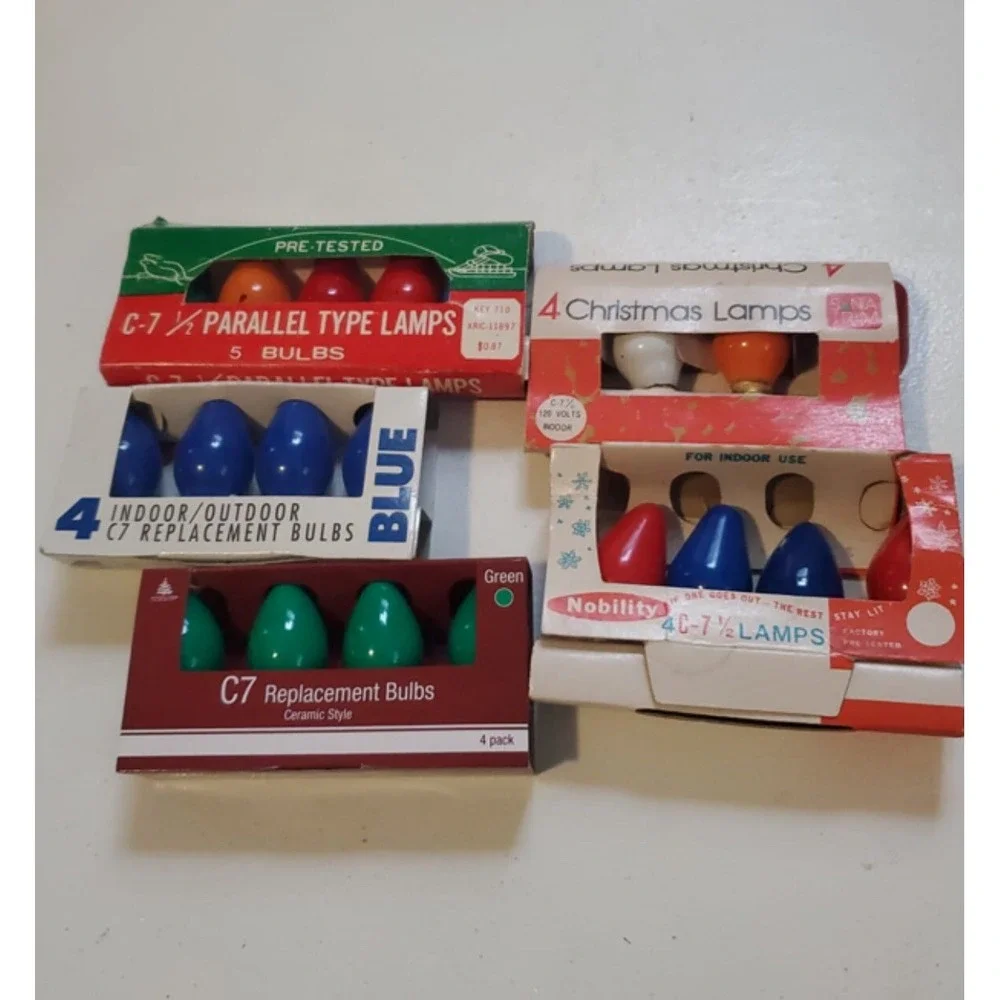 VTG Lot Of‎ C7 C.7 1/2 Christmas Light Bulbs Replacements Multi Color Santa